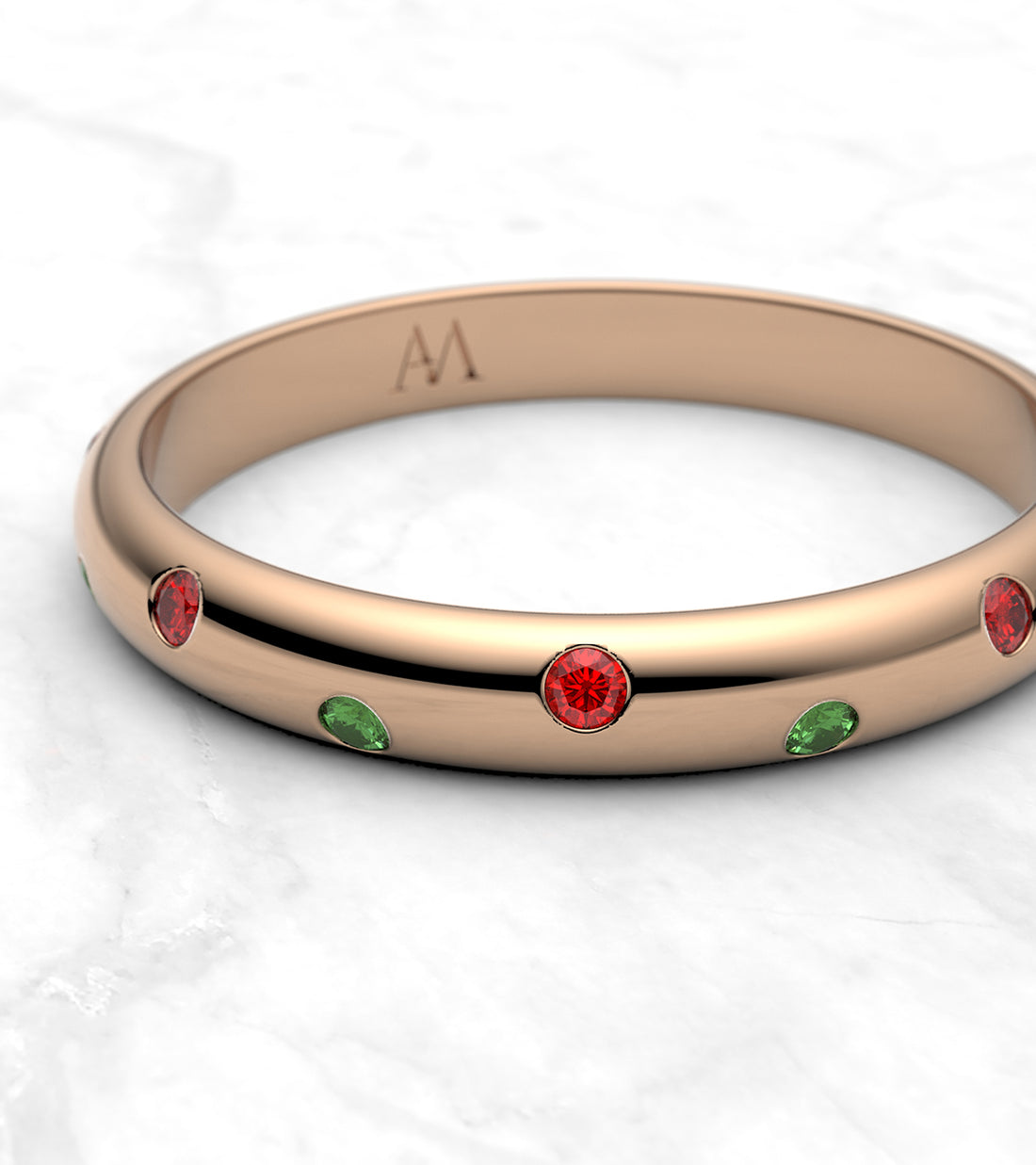 Anillo con tsavorites y zafiros rojos - imagen 1