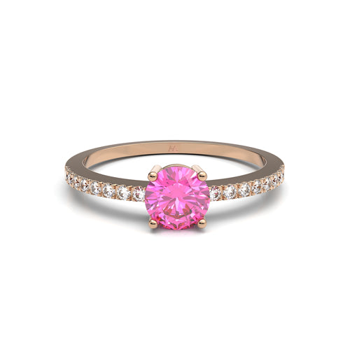 Anillo con turmalina rosa y brillantes - imagen 1