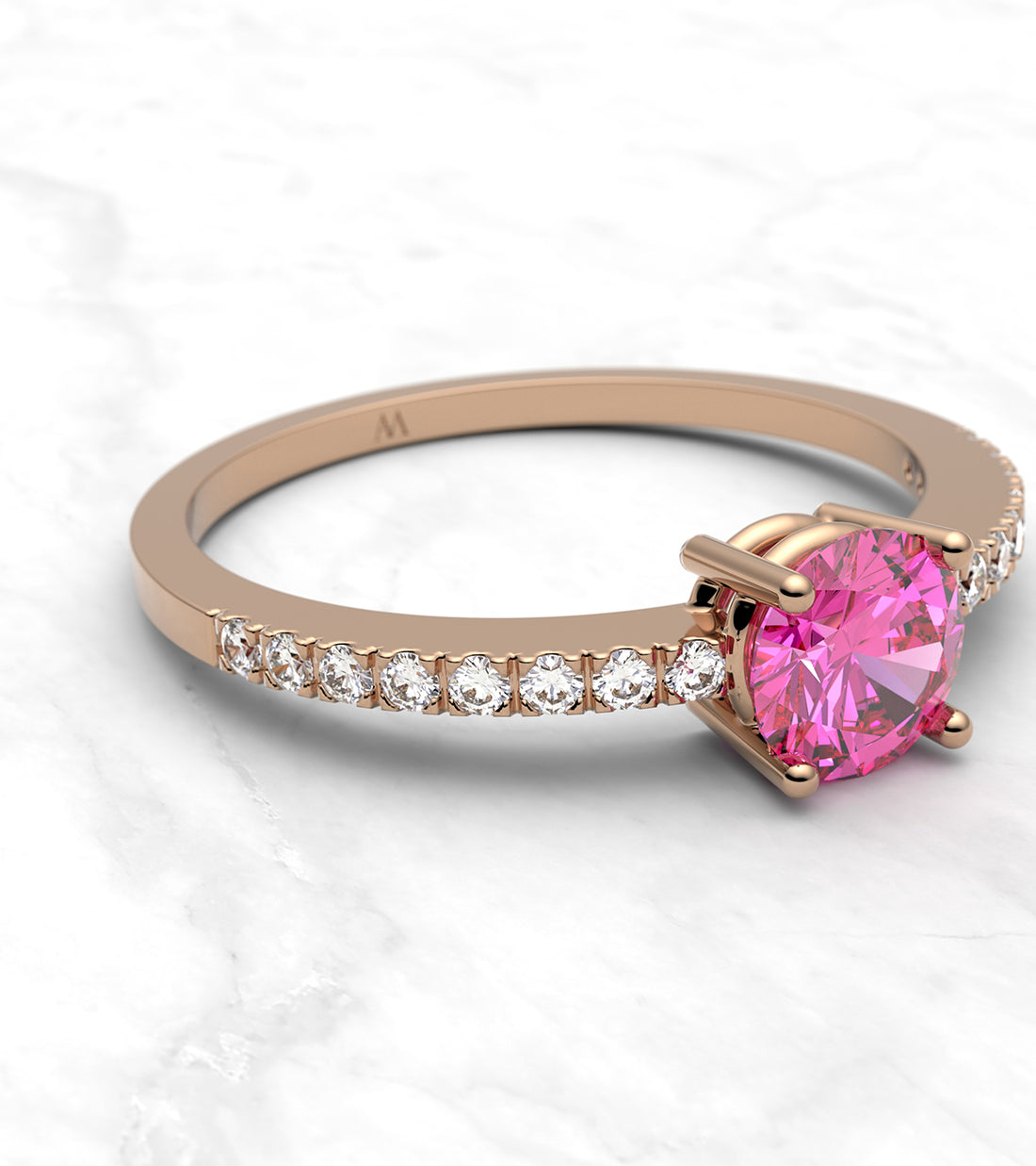 Anillo con turmalina rosa y brillantes - imagen 1