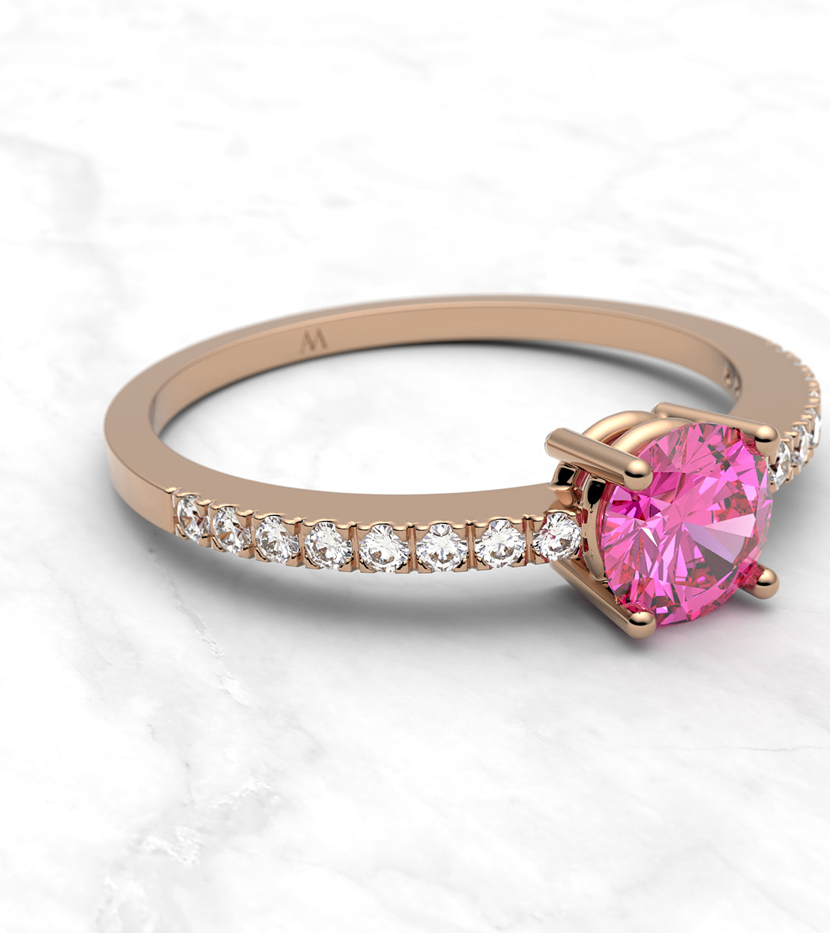 Anillo con turmalina rosa y brillantes - imagen 2