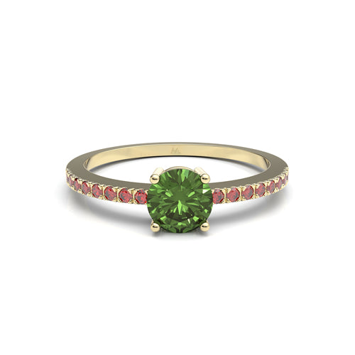 Anillo con turmalina verde y zafiros rojos - imagen 1